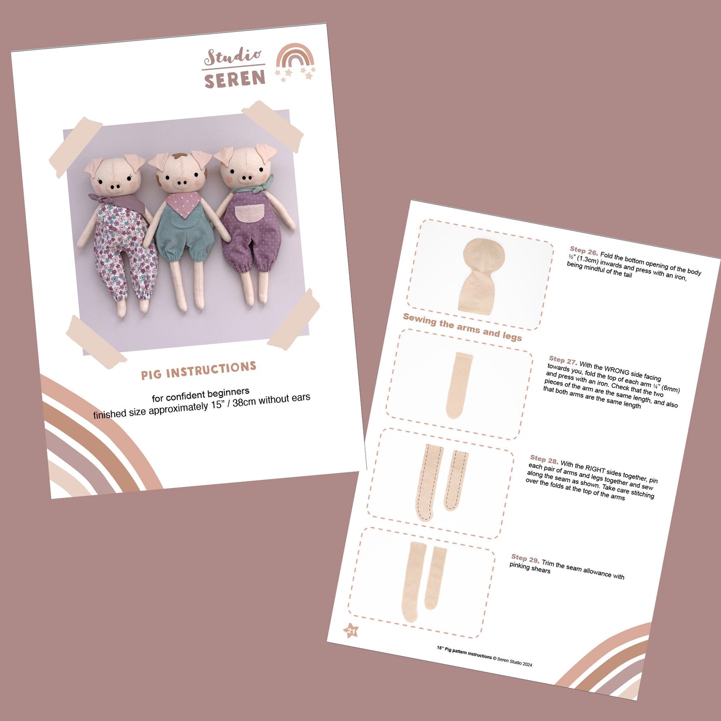 Pig sewing pattern - Studio Seren